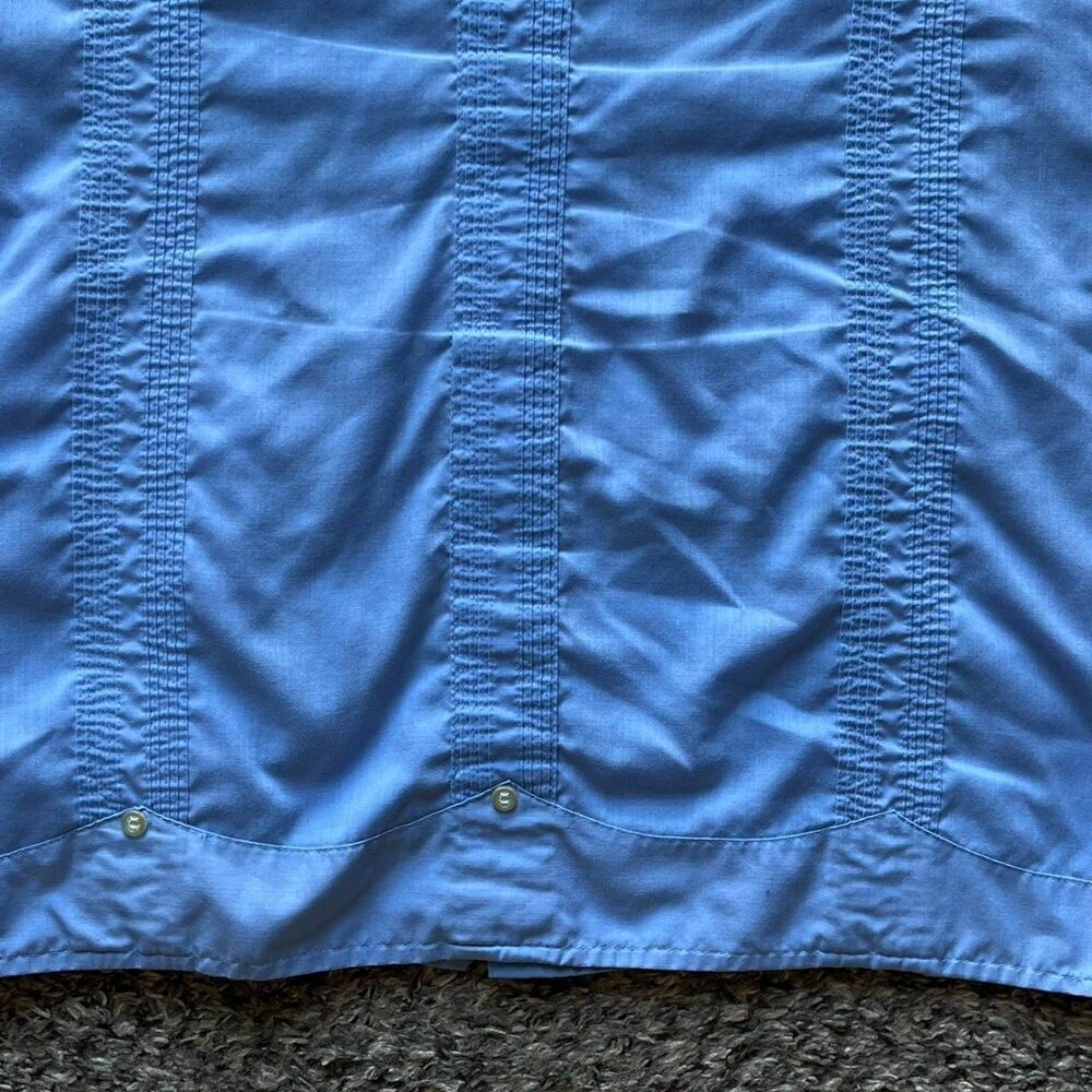 Van Heusen Blue Embroidered Short Sleeve Button-up Lg Shirt Western Boho Cowboy - Picture 4 of 6